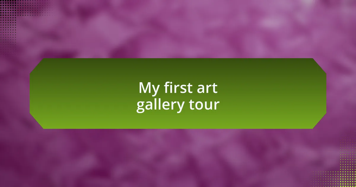 My first art gallery tour