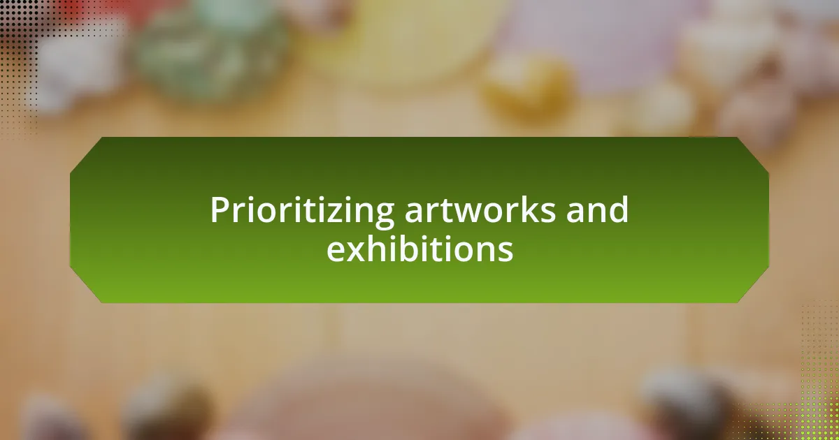 Prioritizing artworks and exhibitions